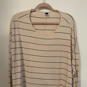 Pink and black striped slouch tee